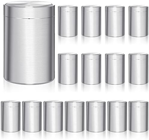 Roshtia 16 embalagem de pacote de cheiro portátil recipientes, garrafa de contêiner de especiarias de jarra de armazenamento, mini latas de chá para especiarias, café, chás, viagens, prata 2 oz