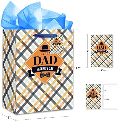PETCEE Happy Padres Day Sacos de Presente, Bolsa de Papel do Dia dos Pais de 11,5 Com papel de seda e cartão, Pai embrulhando