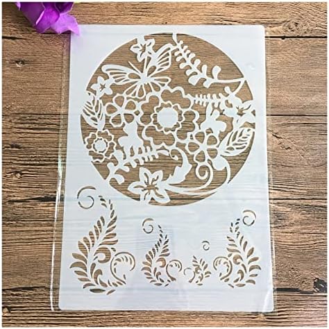 Chenr-vio 29.7 * 21cm Pintura de parede Estêncils Submissões álbum de recortes decorativos de gravação decorativa artesanato Diy Flor Label Stencil Desenho e letras Ajuda