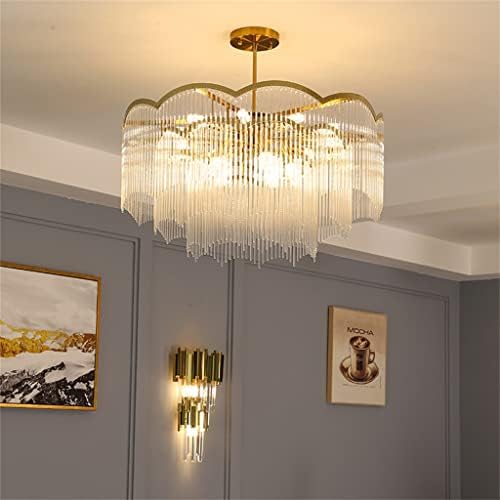 TKFDC Sala de estar Crystal lustre da sala do quarto Cristal de vidro de vidro de vidro Tassel lustre