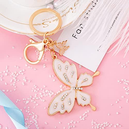 Keychain de borboleta - cadeia de chaves fofas, 1 conjunto de gifres de borboleta, chaveiro de diamante de cristal bling,