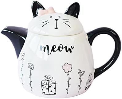 Bule de cerâmica de gato foolinci, 18 onças de panela, bule de chá de flores