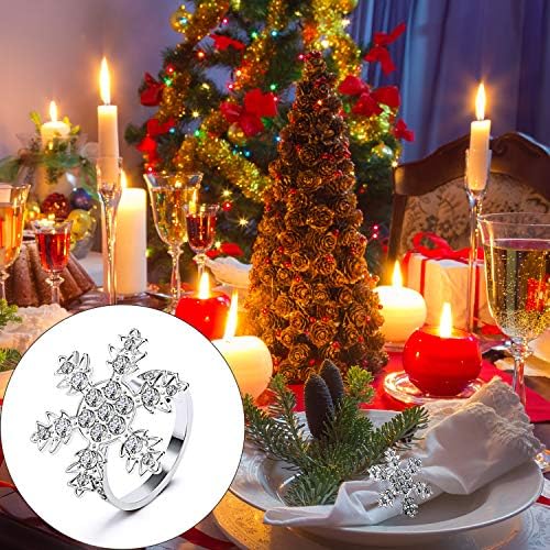 Willbond Christmas Snowflake Napkin Rings para festas de jantares de Natal, adorno de casamento, acessórios de decoração