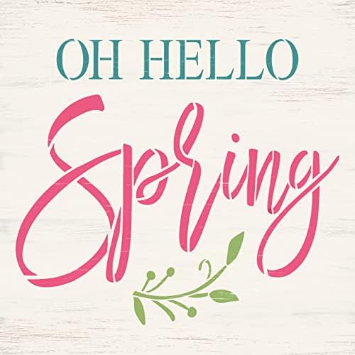 Oh, olá, estêncil da primavera por Studior12 | Craft DIY Spring Home Decor | Pintura Signal de madeira sazonal | Modelo Mylar