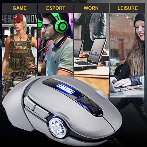 Felicon USB Wired Mouse, 2400 dpi 6 botões Silentro respirar o jogo ergonômico do jogo USB REDER Gamer Desktop Laptop PC Gaming Mouse, 7 botões para Windows 7/8/10/XP Vista Linux