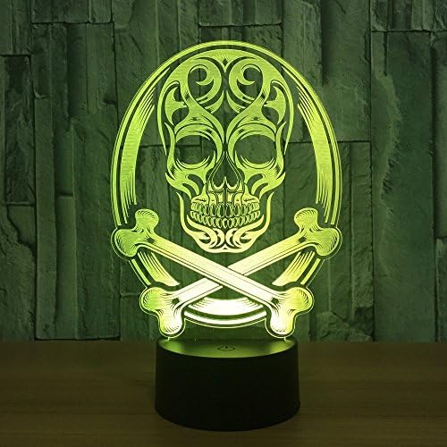 Molly Hieson 3d crânio noite luz USB Touch Switch Decor mesa de mesa lâmpadas de ilusão óptica 7 Luzes de cores Luzes