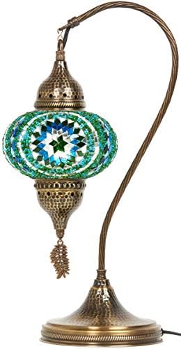 Mesa de mesa marroquina turca Tiffany Mesa colorida mesa de mesa de cabeceira de cabeceira luminária de pescoço de cisne de