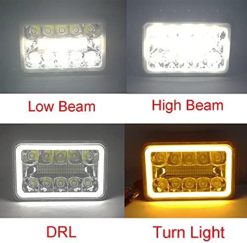 Amuniesun 4pcs 4x6 polegadas LED FARÇOS DE HALO DE FARELOS SELADOS DRL Turn Turn Light Compatível com Chevy Suburban C10