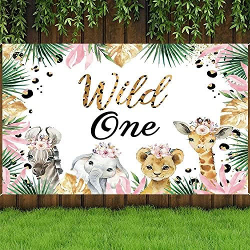 Wild One One 1º Aniversário Caso -Caso Jungle Animais Photography Background Wild One Animals Birthday Party Banner Benner Decorações para crianças