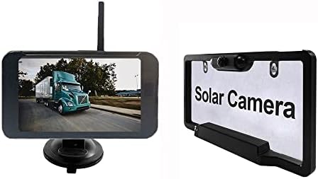 Câmera de backup de quadros de placa sem fio solar, monitor HD de 5 polegadas com sinal sem fio digital e imagem de visualização