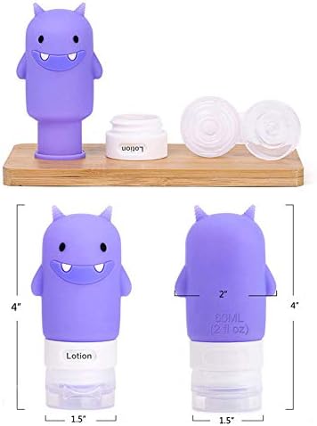 Zllwxy 4pcs Monster Travel Garrafs definidos para líquidos, TSA aprovou os recipientes de viagens cosméticas à prova de vazamentos para shampoo, condicionador, loção, produtos de higiene pessoal