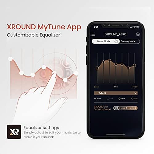 XROUND Aero True Wireless Gaming foodbuds, latência ultra baixa de 50ms, som surround lite, fones de ouvido Bluetooth 5.0 na orelha, ruído reduzindo microfones duplos, para Android e iOS