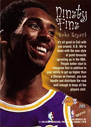 1998-99 Skybox Premium 205 Kobe Bryant Basketball Card Lakers - Ninety Fine