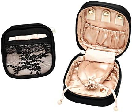 FUIKZ BLACE LACE SACA DE JOIXAS DE VIAGENS Caixa de jóias portáteis com anéis Brincos de colar de jóias Organizador