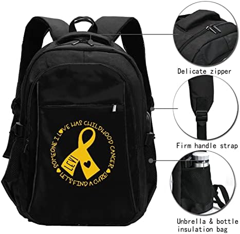 Backpacks de laptop para câncer infantil Backpacks Backpack Durável Laptops Durável com USB Charging Port College School Computer Bag