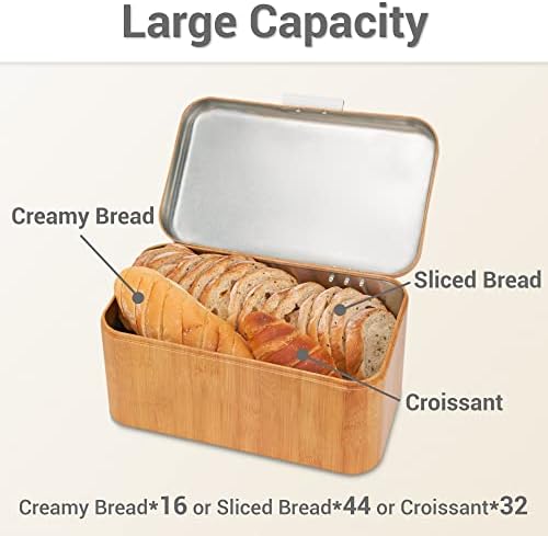 Caixa de pão de Alhom/guardião/suporte/lixeira para balcão de cozinha, bancada, recipiente de armazenamento de pão, aço inoxidável,