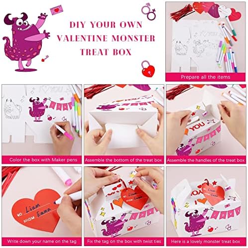 Aodaer 30 conjuntos de caixas de tratamento de namorado diy colorir suas próprias caixas de festa de doces de caixa de
