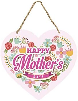 Feliz Dia das Mães Bem-vindos sinal de madeira pendurar sinal de porta placar em forma de coração Plata