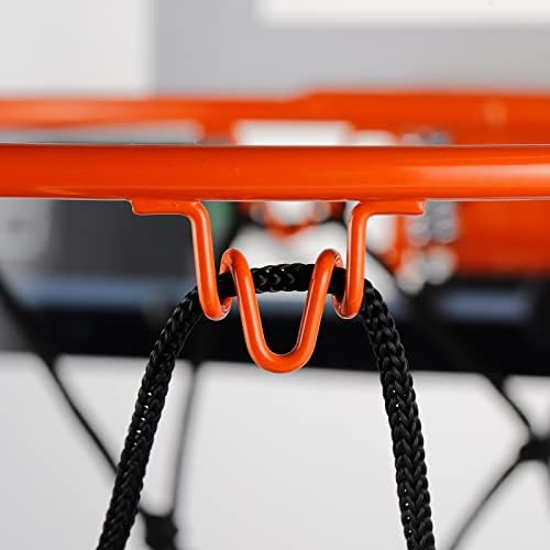 Fastoss Pro Mini Basketball Hoop Indoor com placar eletrônico aplaudindo, sobre a porta do basquete e o Mini Hoop Mini, ideal para adolescentes e adultos