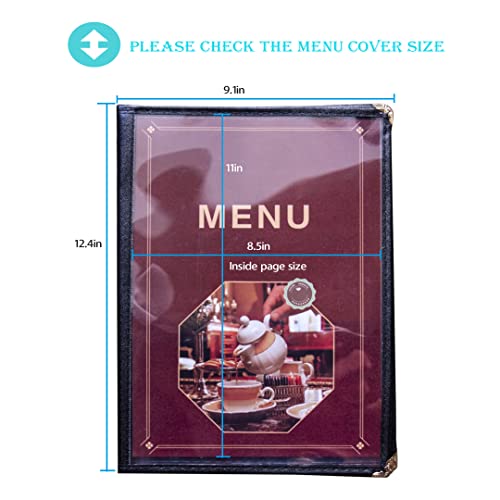 2pcs 8,5 x 11 polegadas Capas de menu, 4 página 8 Veja as capas transparentes de menu de restaurante, se encaixa em papel de tamanho A4 ， BAR Cafe Restaurant Book Black Pasta
