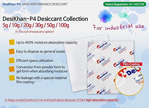 DESIKHAN -P4 DESICANT 1 SET 5G/10G/20G/30G/50G/100G - 450% Capacidade de absorção de umidade