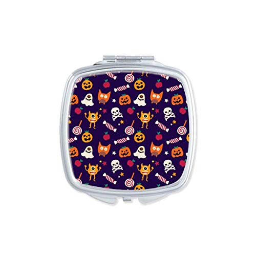 Abóbora feliz fantasma medo halloween espelho portátil compacto maquiagem de bolso de dupla face de vidro lados