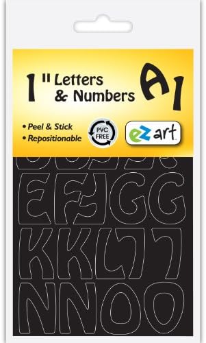 Sinal de manchete 6104 EZ Art Peel-and-Stick Letras e números, 2 polegadas, 79 peças, branco