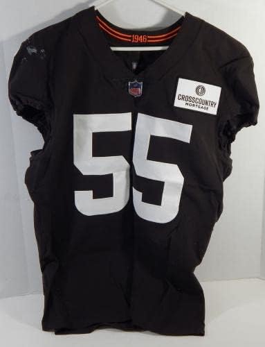 2020 Cleveland Browns Takkarist McKinley 55 Game usado Brown Practice Jersey 55 - Jerseys de jogo NFL não assinado usada