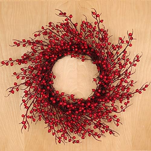 Larksilk 24 Grande grinalda de baga vermelha; Rosehip Twig Berries de 24 polegadas Feriado Decorativo Winter Christmas