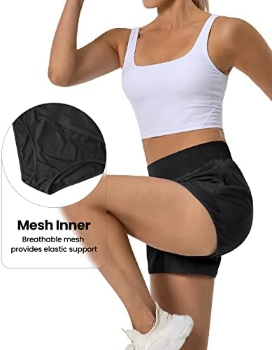 Shorts atléticos de avgo para mulheres com cintura alta shorts de corrida rápida com bolsos shorts de treino de camada