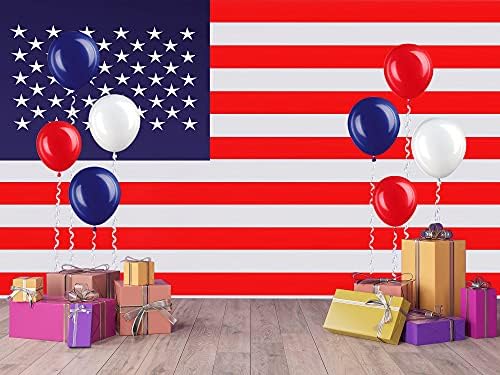 2 peças Dia do Dia do Trabalho American Flag Toleta de mesa Estrelas e Stripes USA Patriótica Tampa com 30 balões brancos e azuis vermelhos para a Independence Day Memorial Party Supplies Decor, 51 x 71 polegadas