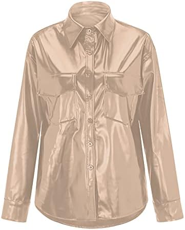 Jaqueta frontal aberta de manga longa para mulheres trabalhos outono de botão de botão de botão de ajuste sólido couro