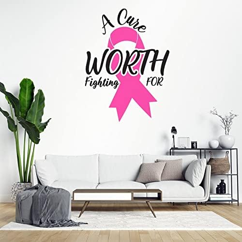 Uma cura que vale a pena lutar pelo decalque de parede de vinil adesivos de parede de fita rosa Fighte Câncer Consciência Decalque