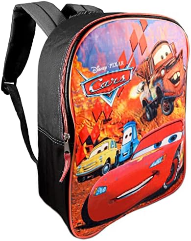 Disney Cars Backpack Conjunto para meninos, crianças ~ Bundilhão com Deluxe 15 polegadas Carros Lightning McQueen School Saco, Plugues,