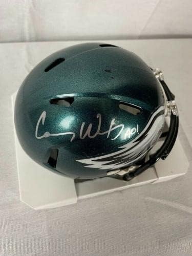 Carson Wentz assinou os fanáticos do Mini Capacete Eagles - Mini Capacetes Autografados da NFL
