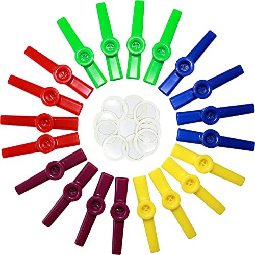 FARTOME 20PCS Kazoos de plástico com diafragmas de flauta de 20pcs kazoo, instrumentos musicais de Kozoo de várias cores, bom presente para crianças, um bom companheiro para ukulele, violino, guitarra, teclado para piano.…