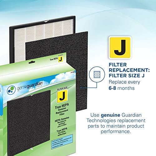 Germ Guardian AC5900WCA 21 ”4-1-1 True Purificador de ar do filtro HEPA para casa, quartos grandes, desinfetante UV-C, alergias a filtros, fumaça, poeira, pão de estimação e odores, 3 anos, Germguardian, branco