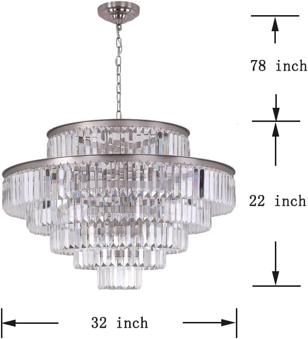 DSRJ Casa Níquel Modern Crystal lustres iluminando 17 luzes de 6 níveis de lustre leve para quarto, corredor, bar,