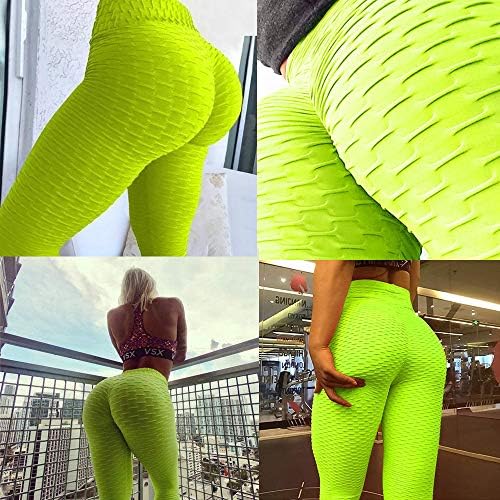 Pontas de ioga da cintura feminina Controle de barriga Rouched Lift Lift Texturizado treino elástico leggings booty calças justas