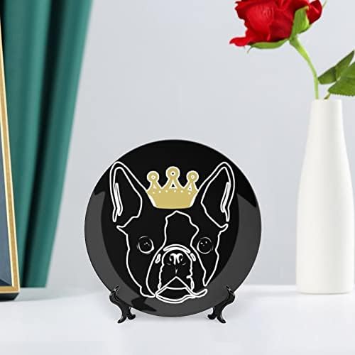 Boston Terrier com ossos de cerâmica da coroa placas decorativas com ornamentos pendurados em barrinhos de jantar