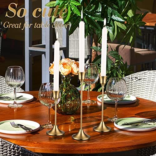 Mimorou 30 Pack Gold Candlestick Titulares em massa, Long Stem Brass Gold, Decorações de peças centrais vintage para mesa de jantar Mantel Wedding Cheded