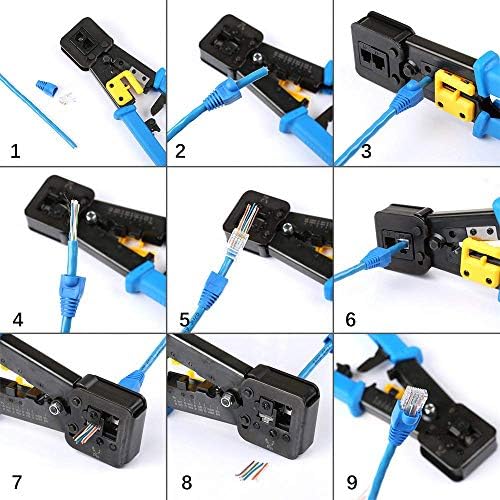 RJ45 Ferramenta de crimpagem profissional Passe através da ferramenta Cat5 Cat5e Cat6 Pesados