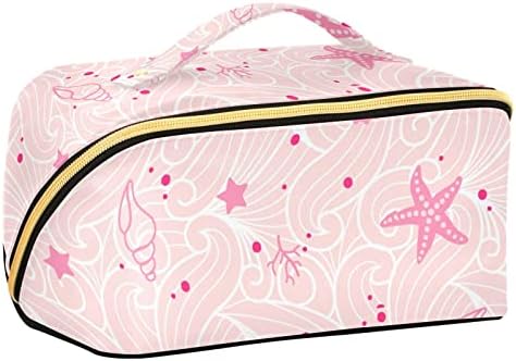 Cataku Star Sea Wave Pink de grande capacidade Viagem Bolsa de maquiagem de cosméticos, sacos de cosméticos para mulheres