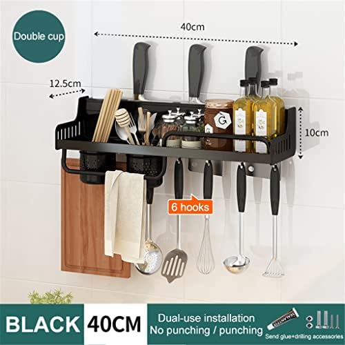 Rack de cozinha multifuncional YGQZM Tubo de pauzinhos de prateleira 40/50cm com acessórios para casas de cozinha de gancho sem