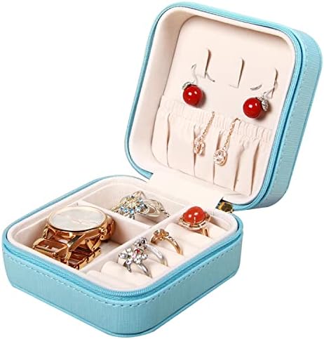 Organizador de jóias de jóias para pequenas viagens de fchaibin Caixa de jóias portáteis para brinco, anel, colar, organizador