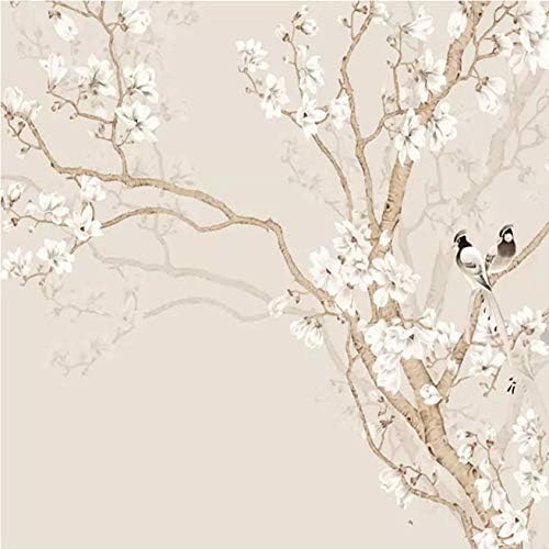 CLHHSY Impermeável e removível foto personalizável parede mural Flores pintadas à mão Birds Flor Coverando a sala de estar TV Background Wall 3D Wall Paper Decor-350x250cm