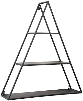 Jfuyjk 3 camada triangular fosca black metal prateleira, rack montado na parede