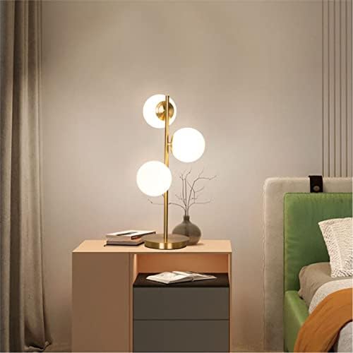 Fulsei Modern Gold Lighting Conjunto: Lâmpada de mesa de 3 cabeças e lâmpada pendente de 2 cabeças com leite tons de vidro