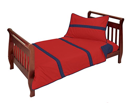 Baby Doll Bedding Stripe Solid 4 peças Conjunto de roupas de cama, vermelho/marinha