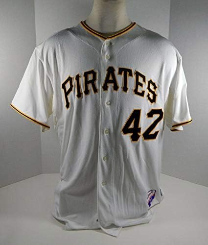 2010 Pittsburgh Pirates Pedro Ciriaco #42 Jogo emitiu White Jersey JRD 761 - Jogo usou camisas MLB